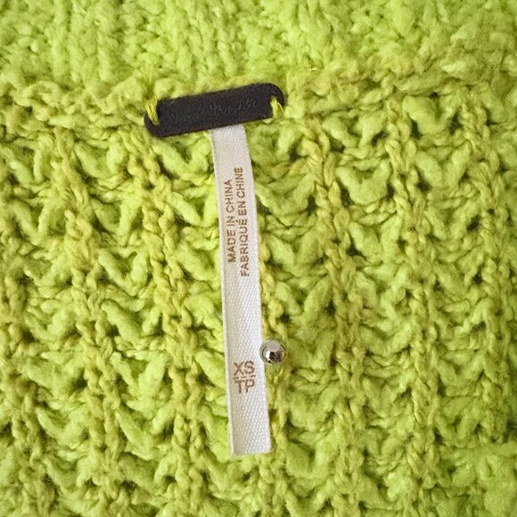 Free People Whistle Thermal Henley Knit Sweater in Acid Lime Combo Size XS - Picture 8 of 9